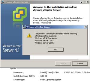 Error! Error! Or so, thinks the VMware install