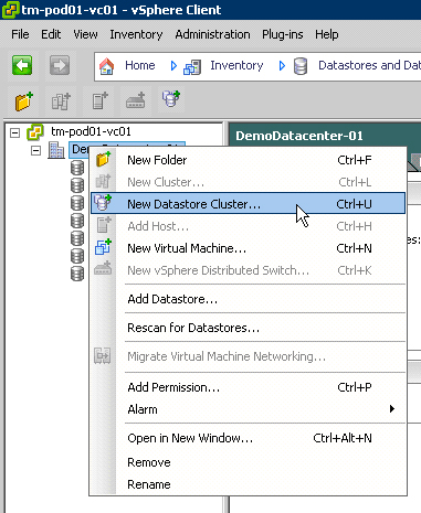 Create a New Datastore Cluster.