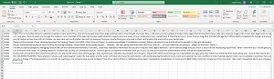 Figure 1: This is the Excel spreadsheet that I am using to create a CSV file.