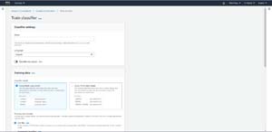 This is what the Train Classifier screen looks like.