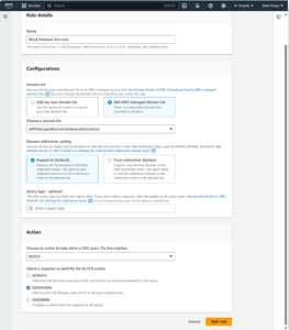 Figure 4: I have created a rule to block queries to domains associated with malware.