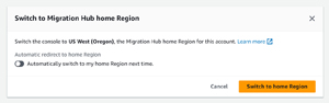 Figure 1: AWS prompts you to switch to your home region.