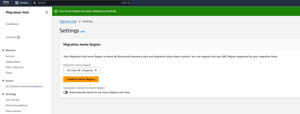 Figure 4: Select and confirm a new home region.