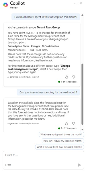 Use Copilot for cost management