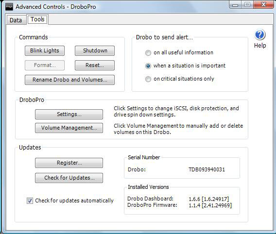 DroboPro Dashboard