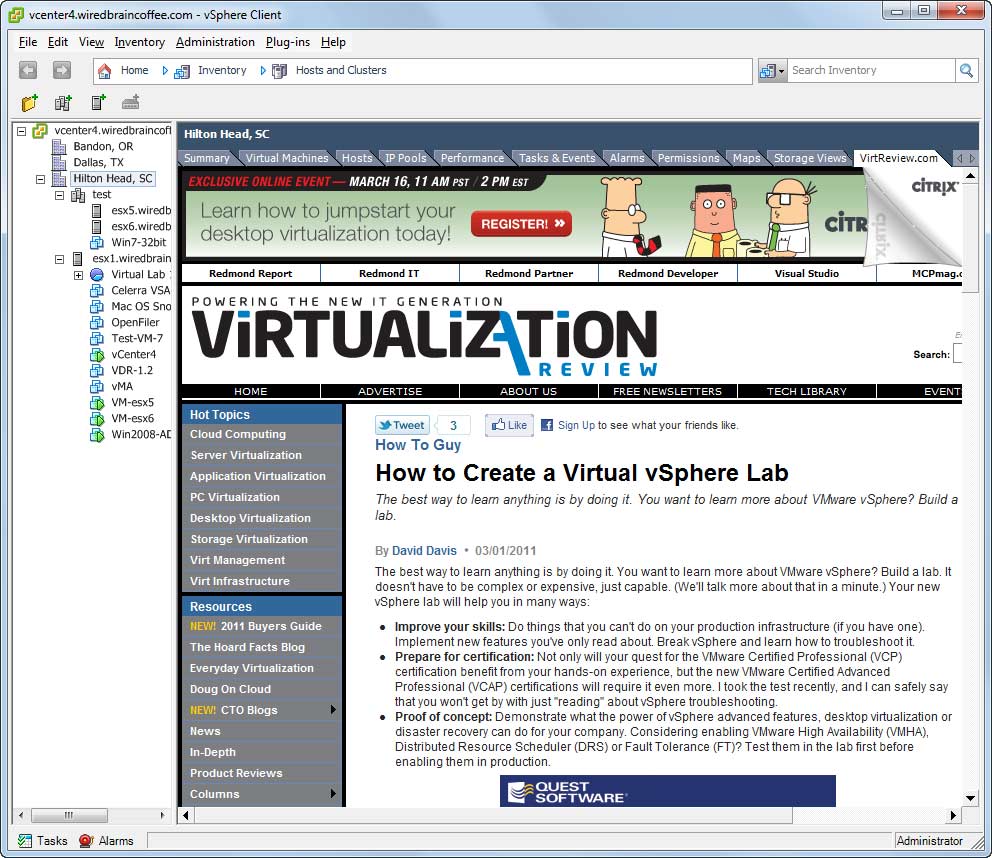 I'm checking out my latest in a vSphere client browsing session now.