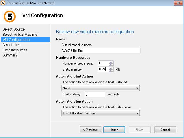 Configuration setting for converted VMs can be finalized before setting them free.