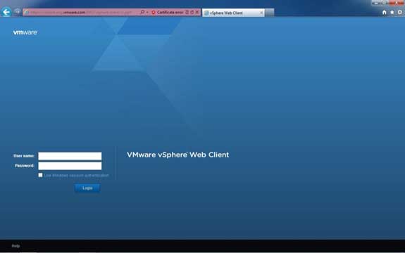 vSphere Web Client login page