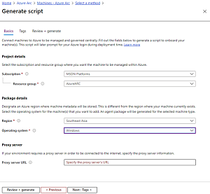 Generate a script to onboard a VM to Arc