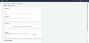 This is the screen that you use to create a document analytics job.