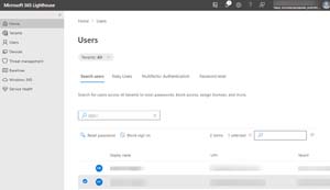 Users blade in M365 Lighthouse
