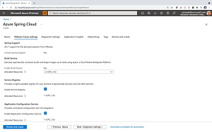 VMware Tanzu Settings and Component Selection in Azure Portal