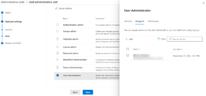 Assigning a User Administrator to an Administrative Unit