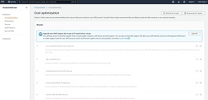 Figure 2: You may need to upgrade your AWS support plan before you will be able to run the cost optimization checks.