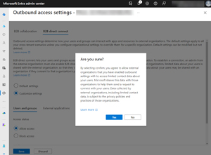 Customizing B2B Direct Connect Settings Outbound for an External Tenant Warning User Information Sharing