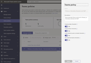 Enable Shared Channel Settings in a Teams Policy
