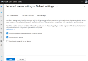 Settings for Trusting MFA and Compliant Devices And Hybrid Joined Devices