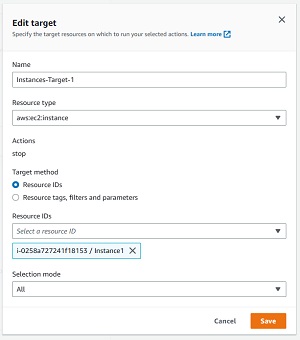 Enter your Instance's ID as the Resource ID.