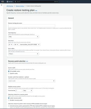 Figure 2: This Is the Screen Used to Create a Restore Testing Plan.