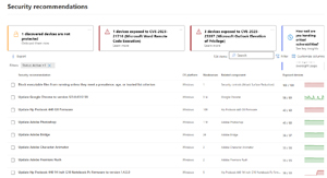 Defender Vulnerability Management Recommendations List