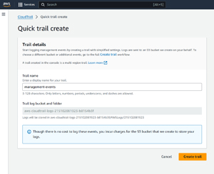 Click the Create Trail button to accept the defaults.