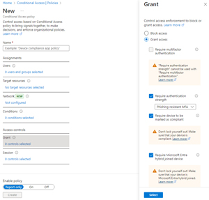 Grant Access Controls in a CA Policy