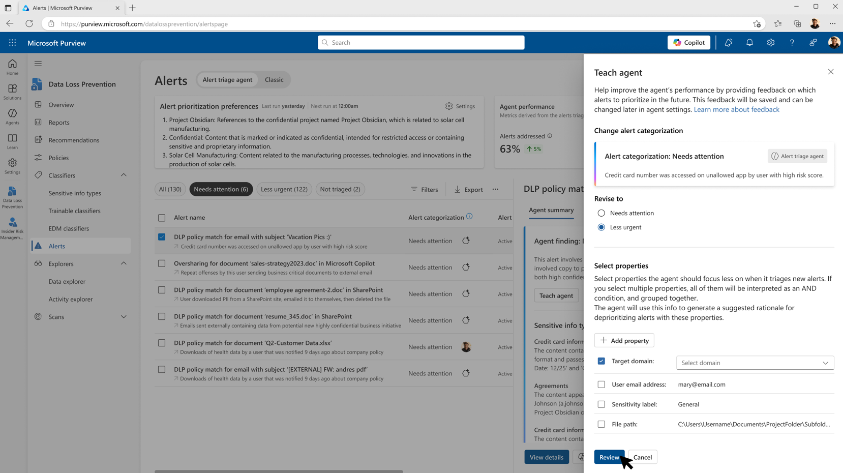Purview Alert Triage Agent Feedback Loop (courtesy of Microsoft)