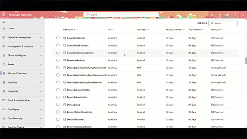 Data Lake table management in Sentinel