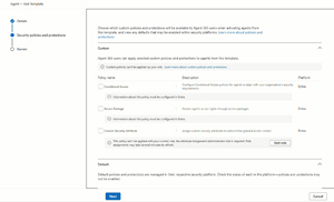 Agent Template Settings