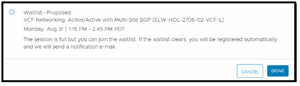 VMware Explore session waitlist notification
