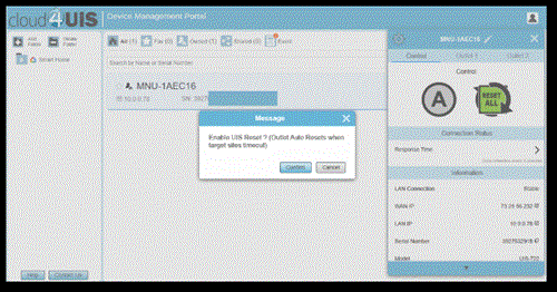 The Cloud4UIS prompt for enabling the UIS Reset function.