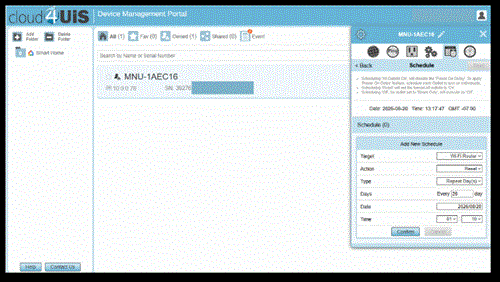 A scheduled preventive reboot configured in Cloud4UIS.