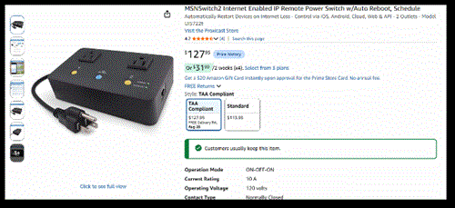 An Amazon listing for the MSNSwitch2 UIS722t.