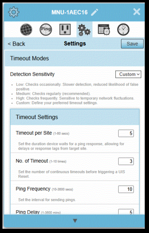 Custom internet timeout settings for the MSNSwitch2.