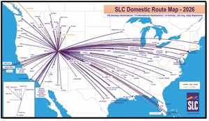 Salt Lake City International Airport's 2026 domestic route map