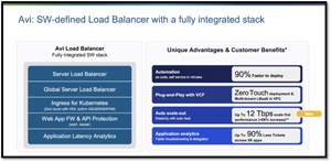 Avi software-defined load balancer with a fully integrated stack
