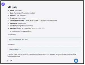 AI creates ngnxvm00A and installs nginx