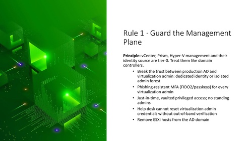 Rule 1: Isolate virtualization identity and protect privileged management access