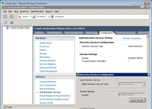 Configuring Authentication Services on an ESXi host.